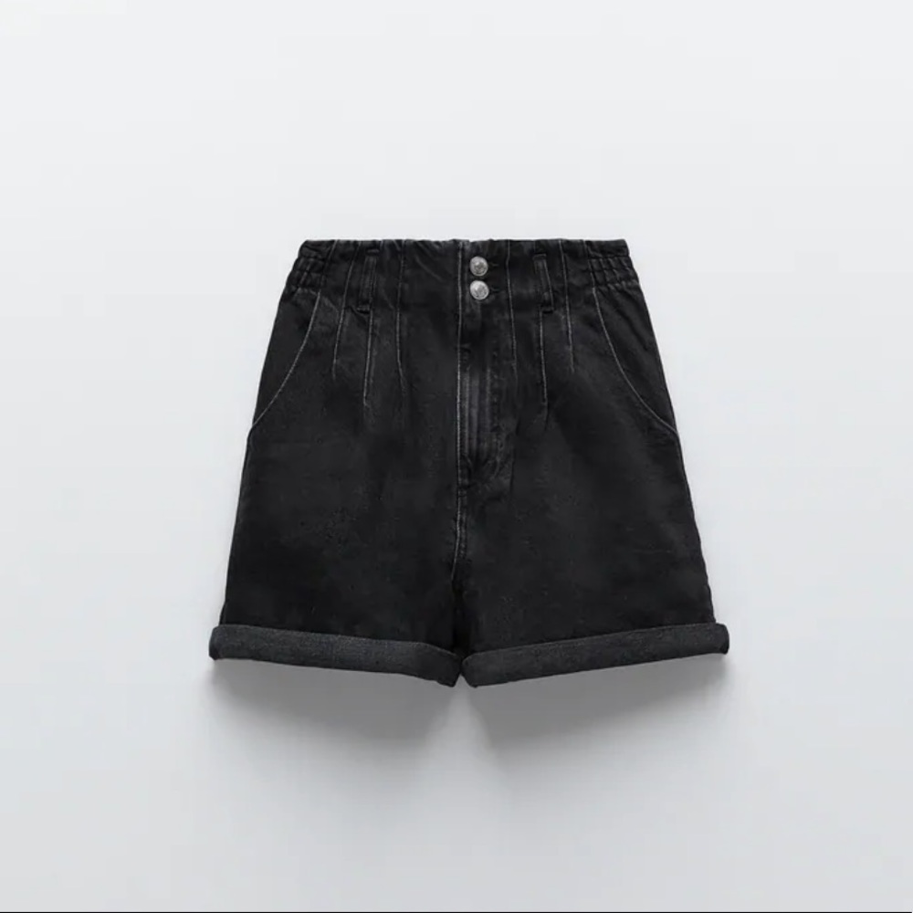 Zara Paperbag Waist Denim Shorts